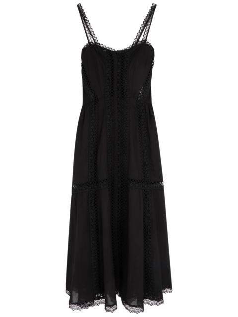 Charo Ruiz Charo Ruiz Ibiza Dafelle Lace-embellished Cotton-blend Midi Dress