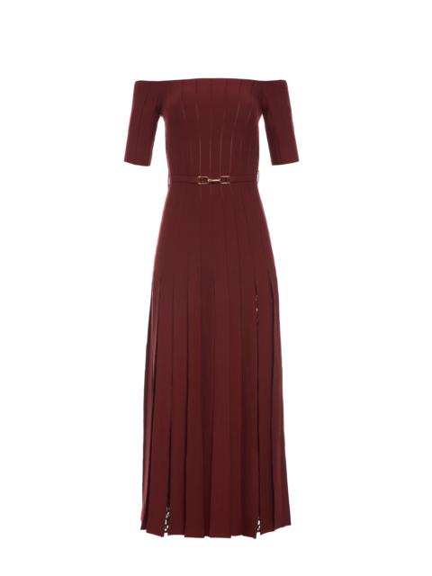 GABRIELA HEARST Kurt Knit Pleated Maxi Dress in Burnt Sienna Merino Wool