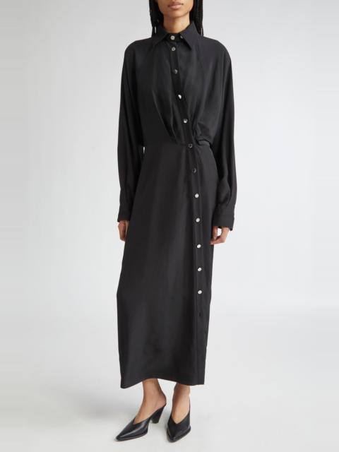 Sportmax SPORTMAX Maranta Long Sleeve Maxi Shirtdress in Black at Nordstrom