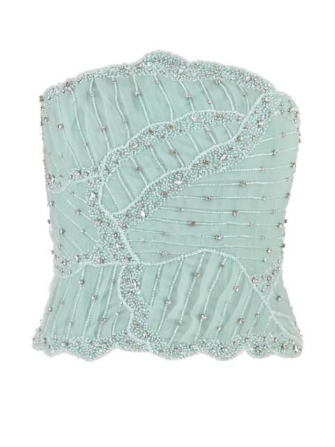COSTARELLOS Costarellos Women Light-Blue Tulle Fiori Bodice
