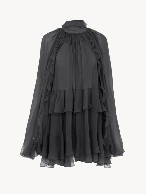 Chloé MINI CAPE DRESS IN SILK MOUSSELINE