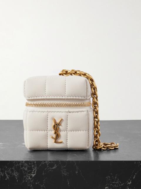 SAINT LAURENT Cassandre Matelassé Carré mini quilted leather pouch White