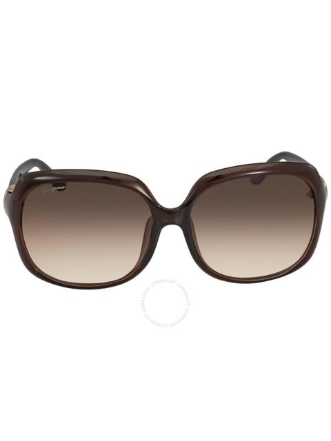 FERRAGAMO Salvatore Ferragamo Brown Gradient Rectangular Ladies Sunglasses SF739SA 210 59