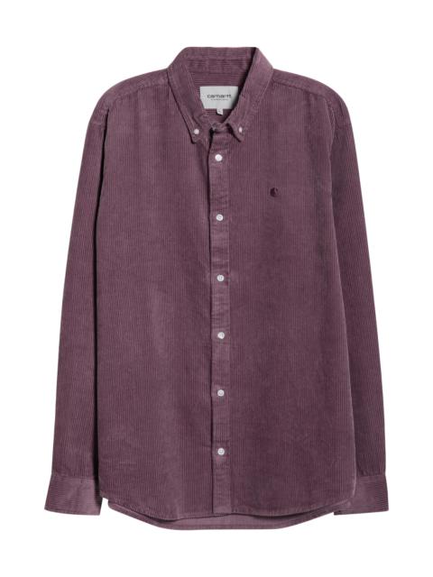 Carhartt Carhartt Work In Progress Madison Corduroy Button-Down Shirt in Phlox /Phlox at Nordstrom