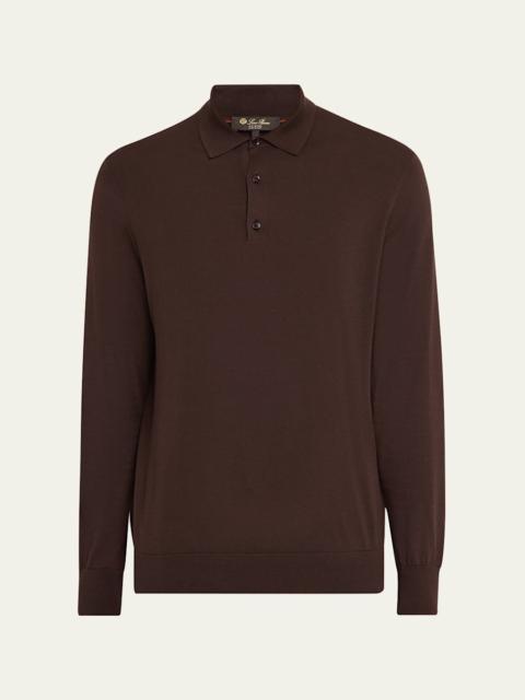 Loro Piana Men's Loro Island Cotton Giza Long-Sleeve Polo Shirt
