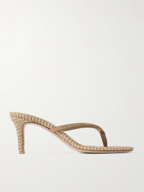 Gianvito Rossi Calypso 80 suede-trimmed raffia sandals Taupe