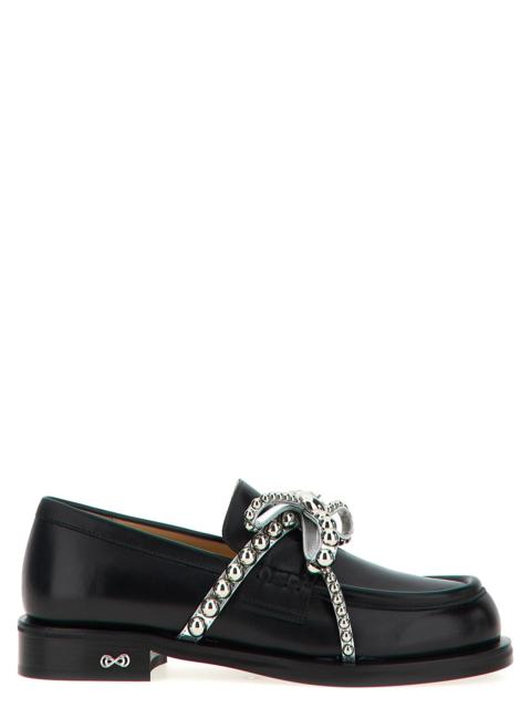 MACH & MACH Crystal Studs Loafers Black