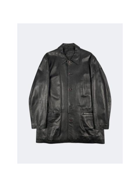 BALENCIAGA 1997 Nicholas Geshquiere Leather Car Coat Jacket