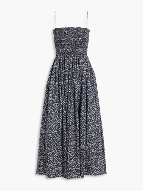 MATTEAU Shirred floral-print cotton-poplin maxi dress