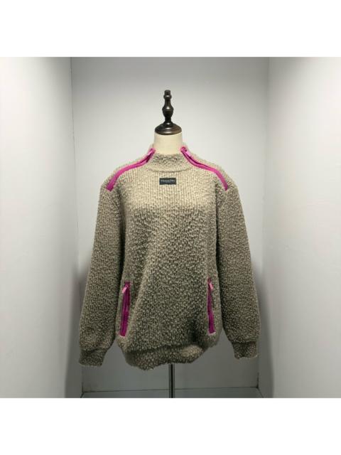 Dior Dior Color-Blocked Zip Stand Collar Long Sleeve Sweater