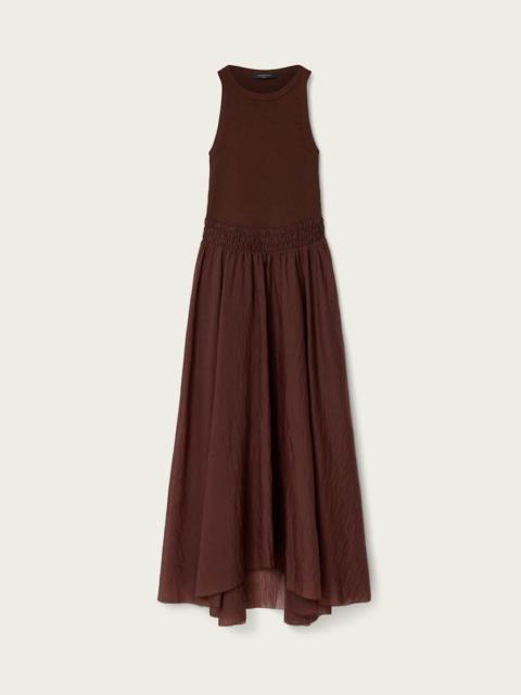 ALLSAINTS ZENIA SLEEVELESS ASYMMETRIC MIDI DRESS