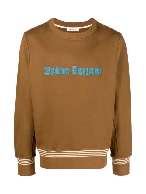 WALES BONNER EMBROIDERED-LOGO CREW NECK SWEATSHIRT