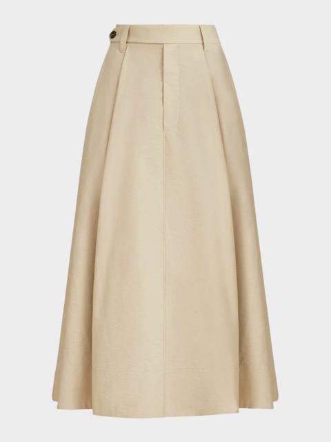 Brunello Cucinelli Techno Cotton Poplin A-Line Midi Skirt