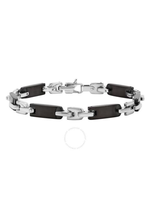 Other Designers Robert Alton Black and White Men's Stainless Steel Tag Bracelet