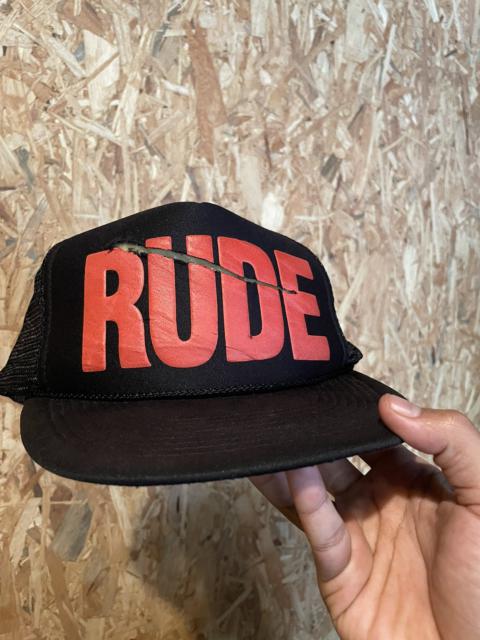 Other Designers RARE Vintage RUDE Distressed Spell Out Trucker Hats 90s