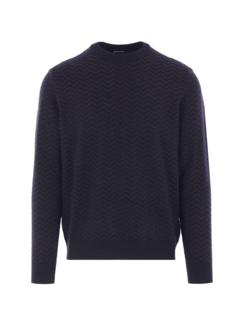GIORGIO ARMANI CHEVRON-PATTERN WOOL SWEATER