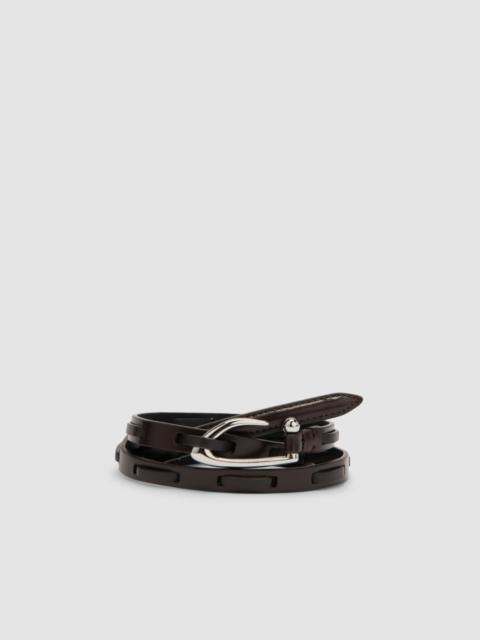 BY FAR Chimera Interlaced Ristretto Semi Patent and Nappa Leather Belt