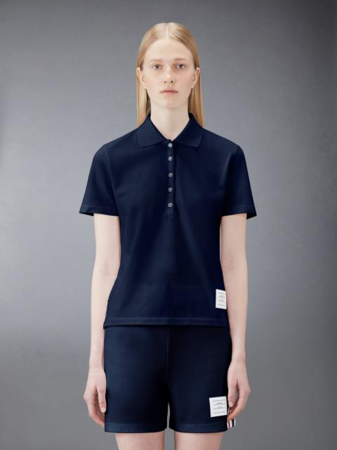 Thom Browne Navy Classic Pique Center Back Stripe Relaxed Fit Short Sleeve Polo