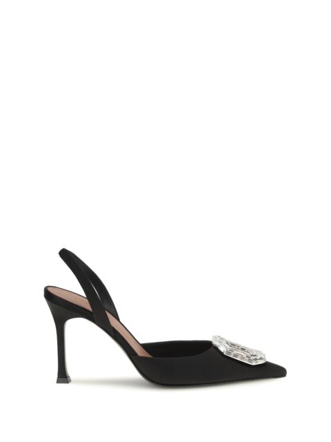 Amina Muaddi Amina Muaddi Camelia Satin Slingback Pumps Black
