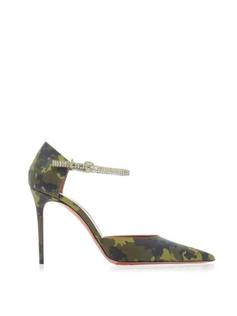 Amina Muaddi Usrina Crystal-Embellished Camouflage-Satin Pumps