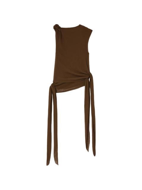 GANNI Ganni Knot-detail Asymmetric Tank Top