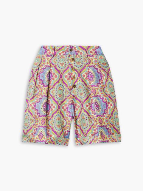Etro Pleated printed silk-twill shorts
