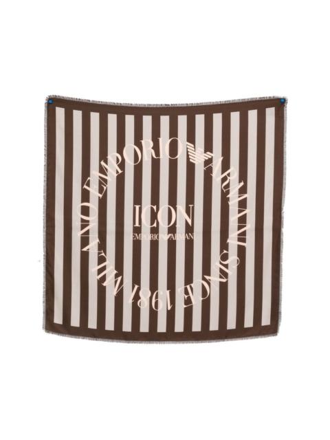 EMPORIO ARMANI Striped silk foulard