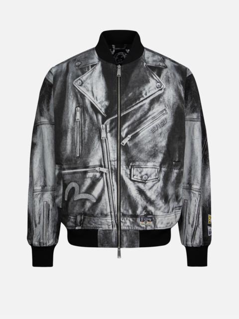 EVISU REPLICATE BIKER ALLOVER PRINT RELAX FIT BOMBER JACKET