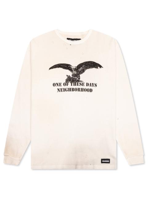 NEIGHBORHOOD NEIGHBORHOOD X ONE OF THESE DAYS WAFFLE FABRIC L/S CREWNECK - WHITE