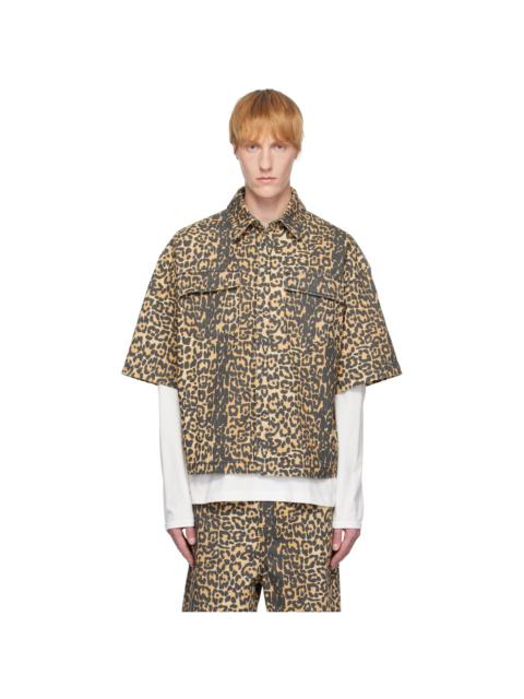 Rhude Beige Leopard Boxy Work Denim Shirt