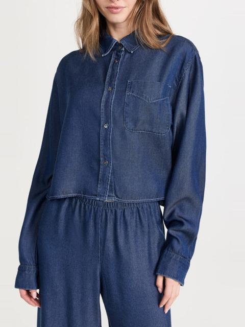 SPRWMN CHAMBRAY CROPPED BUTTON DOWN