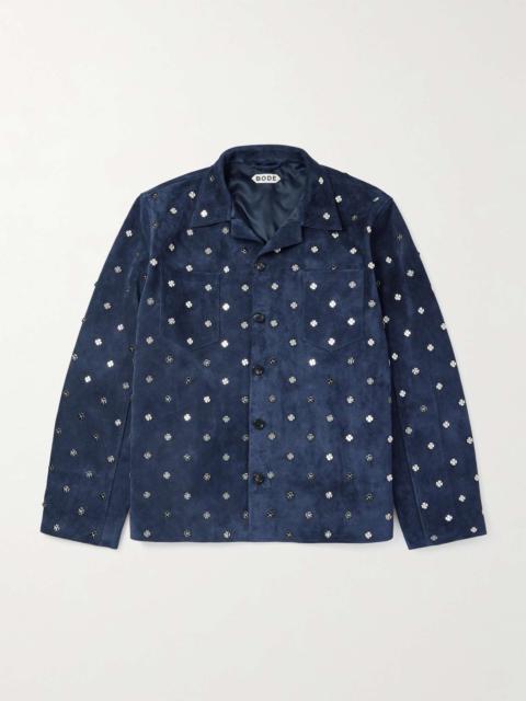 Clover Embellished Suede Overshirt