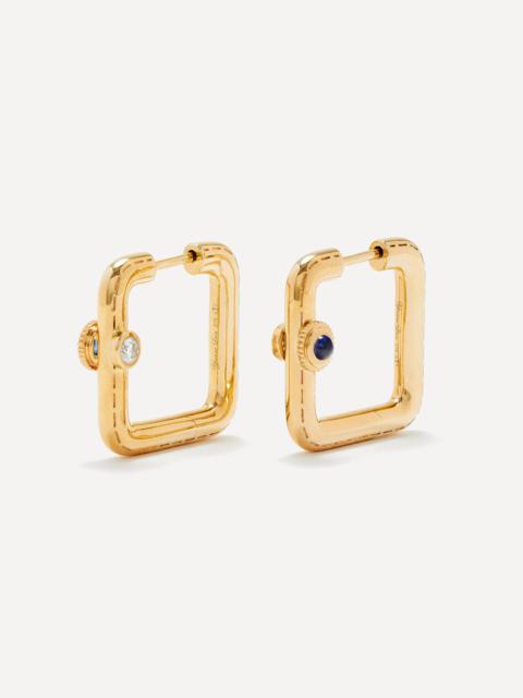 Yvonne Léon 9ct Gold Blue Sapphire Hoop Earrings