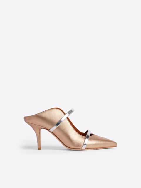 MALONE SOULIERS Maureen 70 Gold & Silver Leather Mules