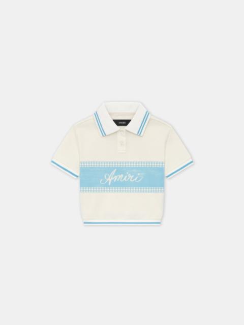 AMIRI WOMEN'S AMIRI BOX SCRIPT CROPPED POLO
