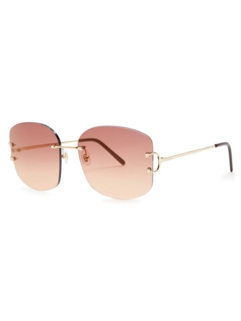 Cartier Cartier Signature C De Cartier Rimless Oversized Sunglasses