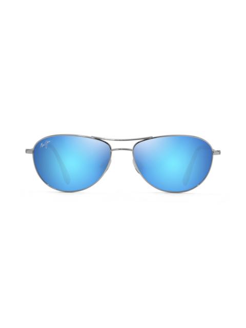Maui Jim Maui Jim Baby Beach 56mm Polarized Aviator Sunglasses in Silver/Blue Hawaii at Nordstrom