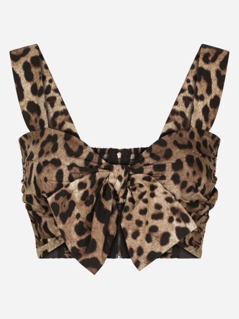 Dolce & Gabbana Poplin top with leopard print