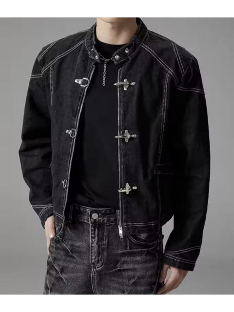 Other Designers Japanese Brand - Fireman Clasp Contrast-Stitch Denim Jacket - Black