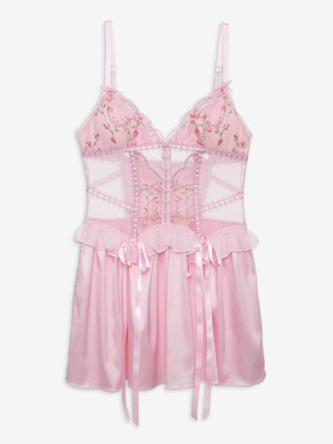 For Love & Lemons Ily Embroidered Slip Dress