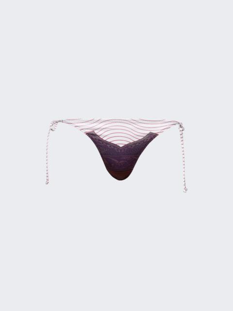 Jean Paul Gaultier Cartouche Printed Bikini Bottom Burgundy