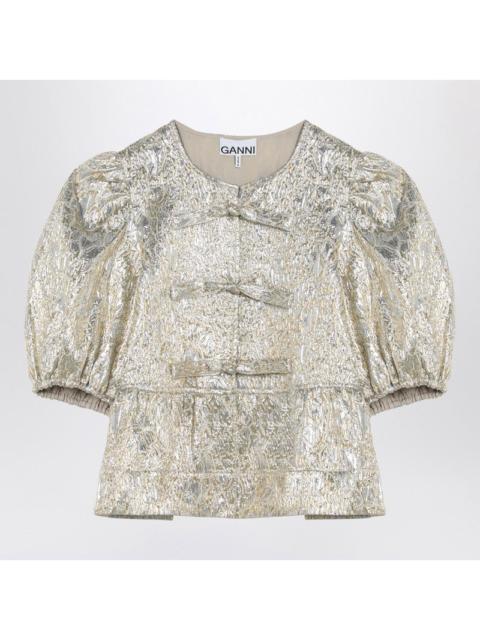 GANNI Ganni Gold/Silver Blouse With Bows Women