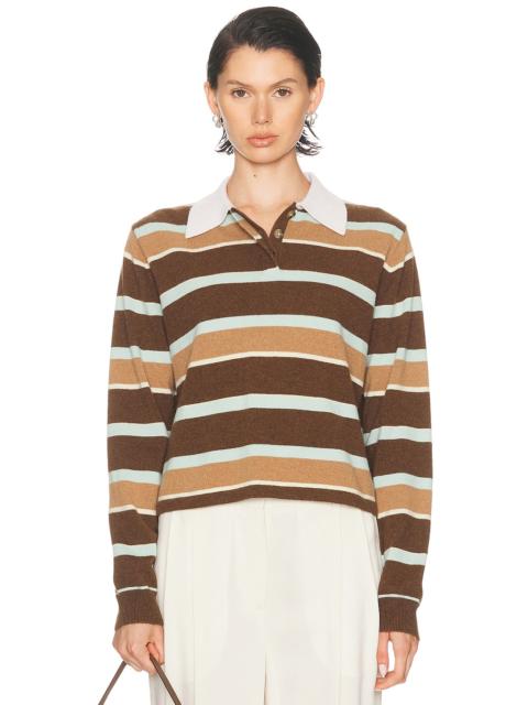 GUEST IN RESIDENCE Cropped Stripe Rugby Polo Top