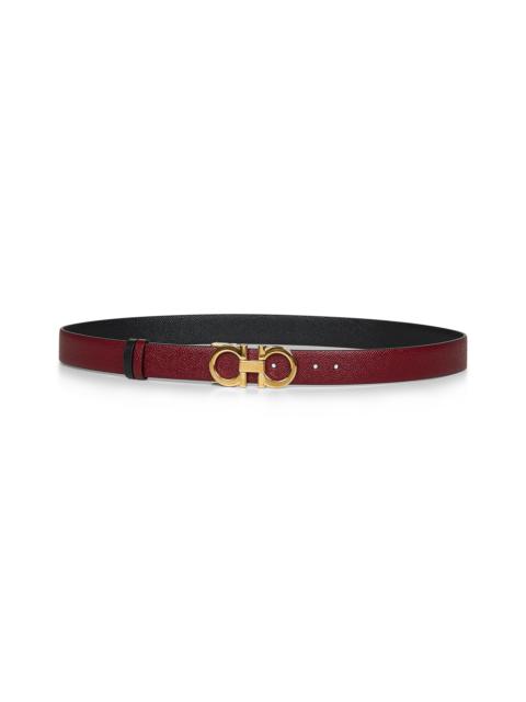 FERRAGAMO Ferragamo Women Burgundy Leather Gancini Reversible Belt