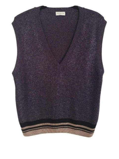 Dries Van Noten Purple Lurex V-neck Sleeveless Top