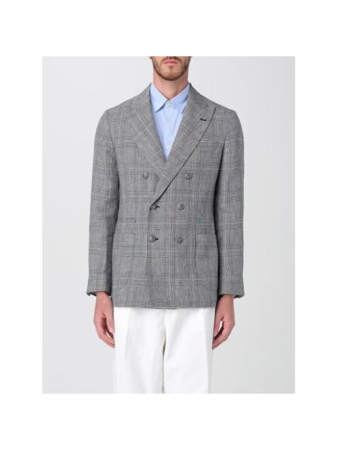 Brunello Cucinelli Brunello Cucinelli Gray Plaid Double-Breasted Blazer