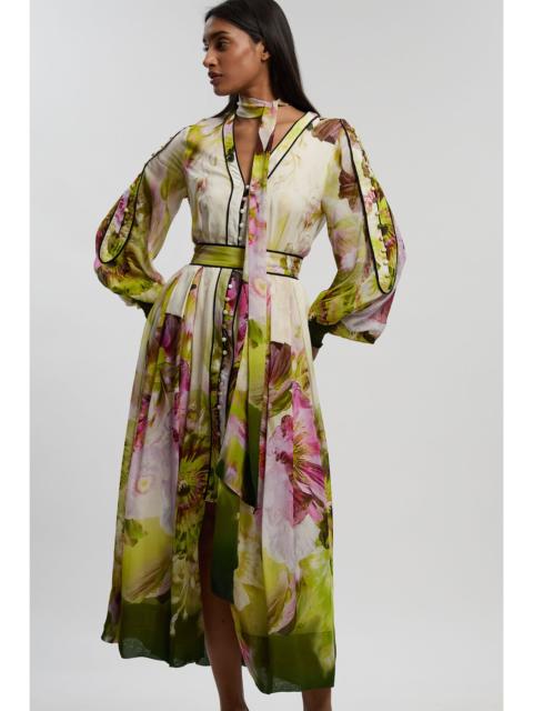 KAREN MILLEN Viscose Floral Print Woven Maxi Dress