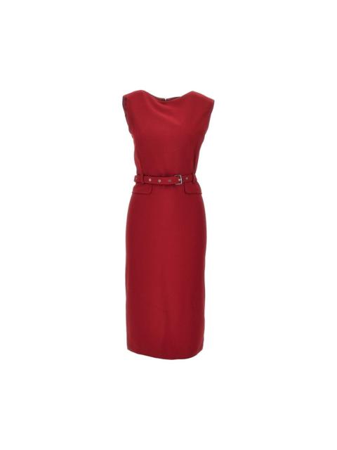 PINKO Pinko Crepe Midi Dress with Belt Red
