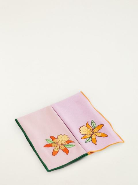 FARM RIO Floral Nature Embroidered Set Of 2 Cloth Napkins