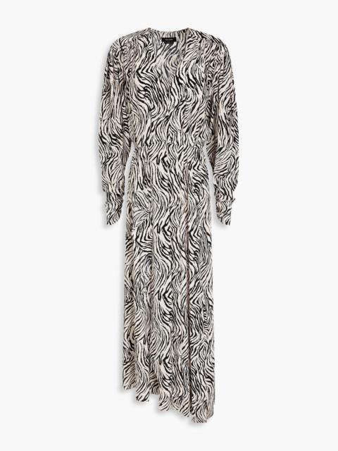 Isabel Marant Blainea asymmetric zebra-print silk-blend crepe maxi dress